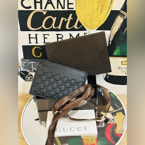 ๐GUCCI GG Micro Card Case w/Box & Ribbon Like New - Picture 3 of 10